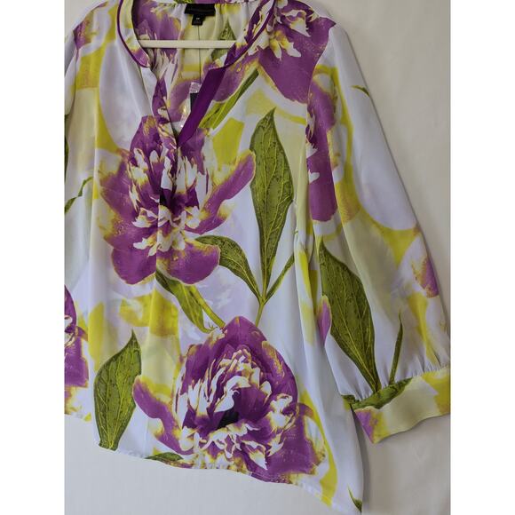 Worthington Women Garden Floral Multi-Color Top 3X Sheer Lightweight‎ Career New - Picture 2 of 7
